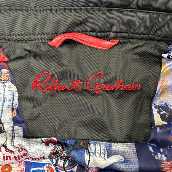 Robert Graham Quilted Puffer Jacket Mens Small Black Galaxy Lining Full Zip NEW - Picture 8 of 11